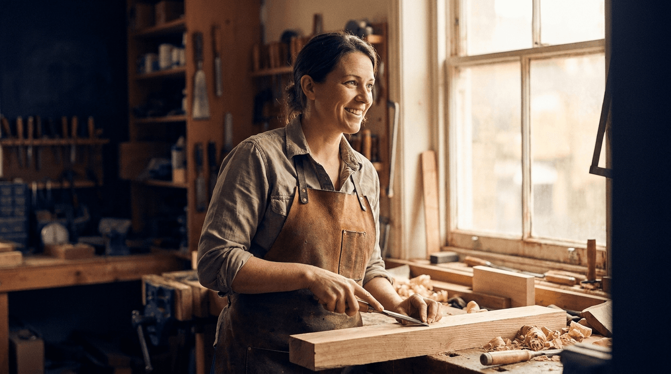 Une artisane dans son atelier